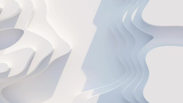 Abstract geometric modern white color background. Futuristic technology design. Abstract parametric interior. Blank opened 3D illustration mock-up. White circular building pale geometric pattern.