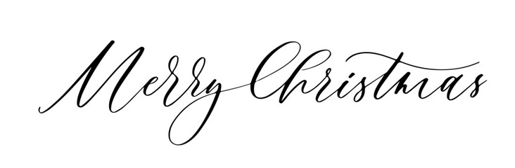 Merry Christmas vector brush lettering. Hand drawn modern brush calligraphy isolated on white background. Creative typography for Holiday greeting cards, banner.