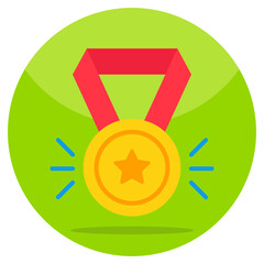 1st position achievement medal icon in flat design