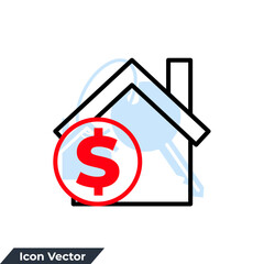 home loan icon logo vector illustration. House with dollar symbol template for graphic and web design collection