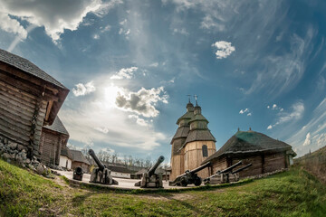 Cossack guns defend the church