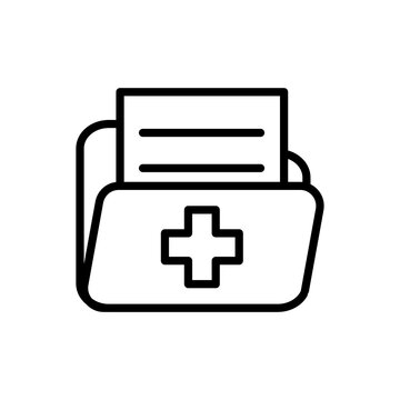 Medical History, Folder Simple Icon Vector. Flat Design