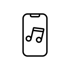 Mobile phone with music simple icon vector. Flat design