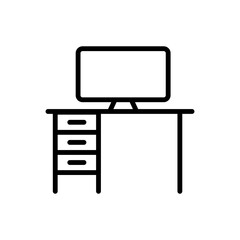 Pc table simple icon vector. Flat design