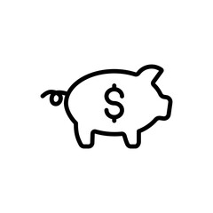 Piggy bank simple icon vector. Flat design