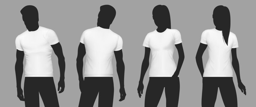 Realistic T Shirt Mockup Silhouette Icon Set