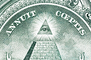 Great press of the USA. Big pyramid with an eye of the architect of the Universe. Secret signs on...