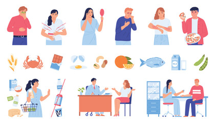 Food Allergens Allergy Icon Set