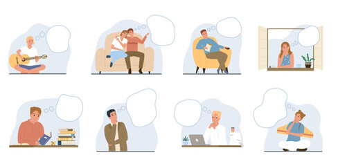 Dreams Dreaming People Flat Icon Set