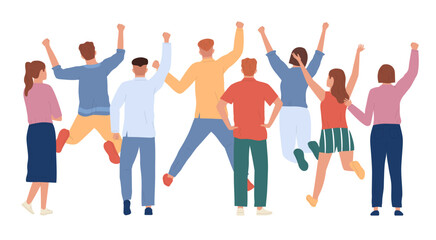 Fototapeta premium Flat Cheering People Composition