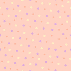 Dotted seamless pattern for kids, raster version. Cute abstract girly texture in pink pastel colors	