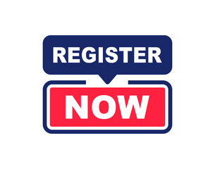 Register now label. Badge for registration. Vector illustration.