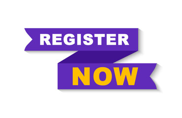 Register now label. Badge for registration. Vector illustration.