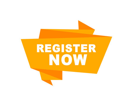Register now label. Badge for registration. Vector illustration.