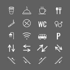 white wayfinding signage icons