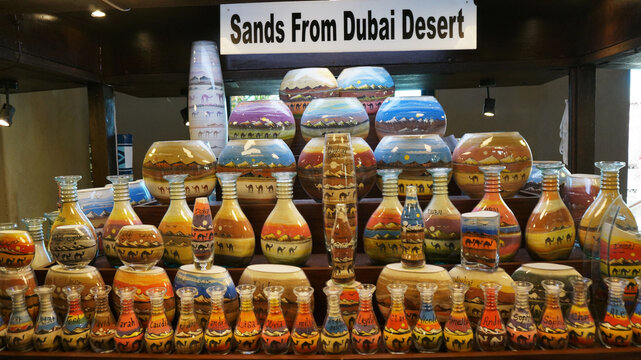 Arabian traditional sand pots in Dubai Old market