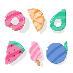 Set of rubber inflatable swimming rings. Vector