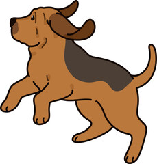 Simple and adorable Bloodhound dog illustration Jumping