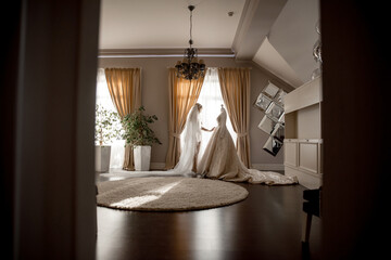 Bride in the morning during wedding preparations