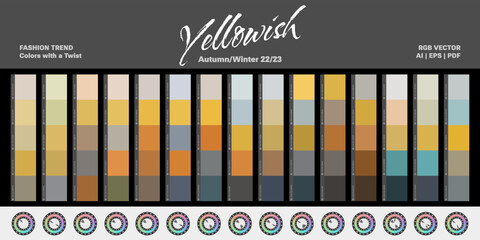 Fashion trend color palettes - Autumn/Winter 22/23 (Fall) - Yellow - Vector 