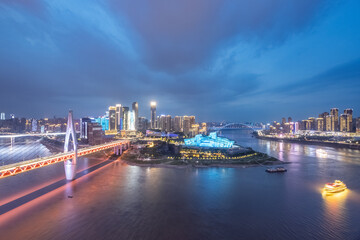 Fototapeta na wymiar Chongqing Jiangbeizui cityscape in nightfall