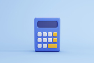 Financial icon concept. money management, financial planning, calculating financial risk, calculator with coins stack and graph on pink background. 3d illustration