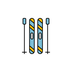 skis, winter, sport outline icon. Element of winter sport illustration. Signs and symbols icon can be used for web, logo, mobile app, UI, UX