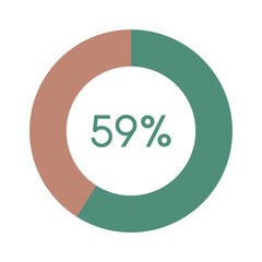 59 percent, green and brown circle percentage diagram vector illustration