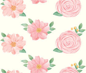 seamless floral watercolor flower pattern background hand drawn illustration vector