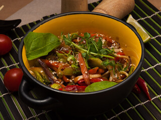 udon with vegetables is a traditional Japanese dish