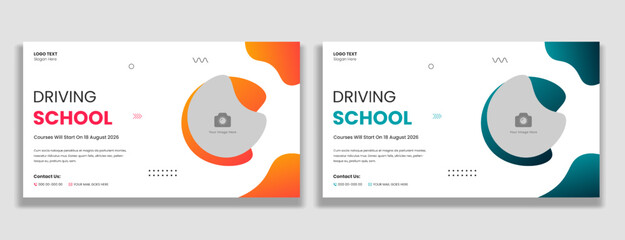 Car driving school thumbnail and web banner template