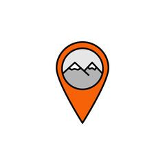 pin, geolocation, mountain outline icon. Element of winter sport illustration. Signs and symbols icon can be used for web, logo, mobile app, UI, UX