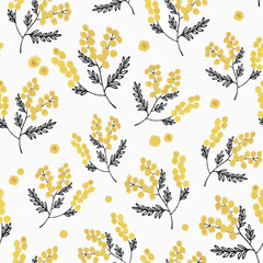 Yellow pattern with flowers and pollen