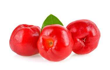 Barbados cherry, Ripe thai cherry on white background
