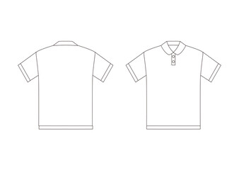 ポロシャツ　半袖　丸襟　シャツ　服　テンプレート　イラスト　モノクロ　シンプル　 ゴルフシャツ