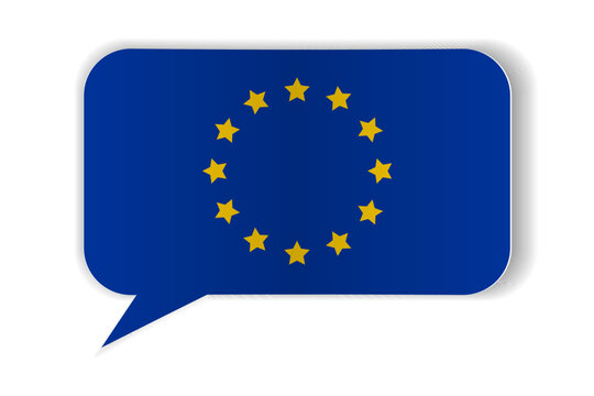 EU flag in the style of a paper postcard on a white background