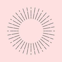 Sunburst beams logo. Sun burst doodle beam. Radial sunrise vector icon set