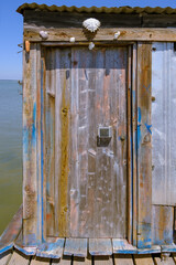 Cabin wooden door during the day light