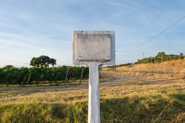 Street plaque in the vineyard
