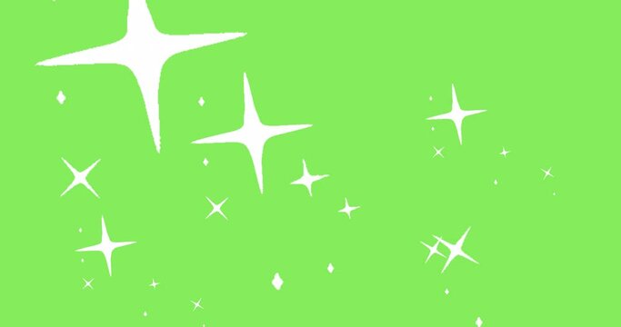 animation of white starlight twinkling with green screen