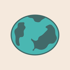 Earth globe or planet in cartoon style. Isolated vector illustration planet symbol for education, travel and geography