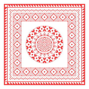  Tribal bandana pattern vector, shawl, tablecloth, neck scarf, handkerchief design.