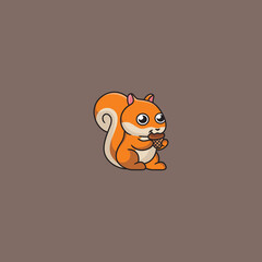 Cute Squirrel Mascot Logo Design Illustration