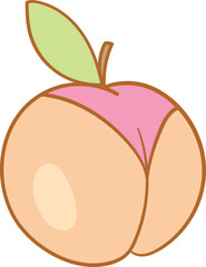 Color peach fruit booty wearing bikini strings