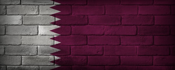 Qatar flag painted on a brick wall.
The flag proportions and RGB colors are reproduced.
Flaga Kataru namalowana na ceglanym murze.
Odwzorowane są proporcje flagi i kolory RGB.