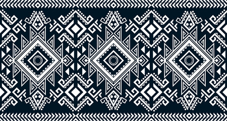 Abstract ethnic geometric print pattern design repeating background texture in black and white. EP.61 - obrazy, fototapety, plakaty