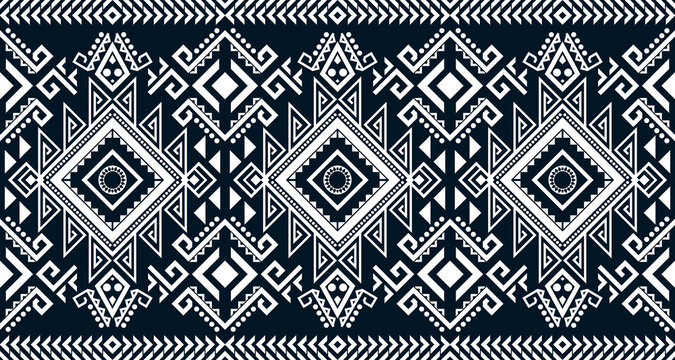 Abstract ethnic geometric print pattern design repeating background texture in black and white. EP.61
