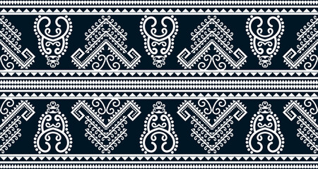 Abstract ethnic geometric print pattern design repeating background texture in black and white. EP.88