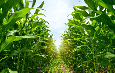 Young corn plantation growing up.