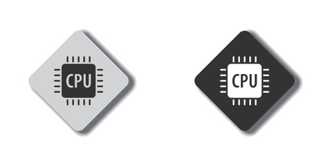 Processor icon. CPU icon. Flat vector illustration.